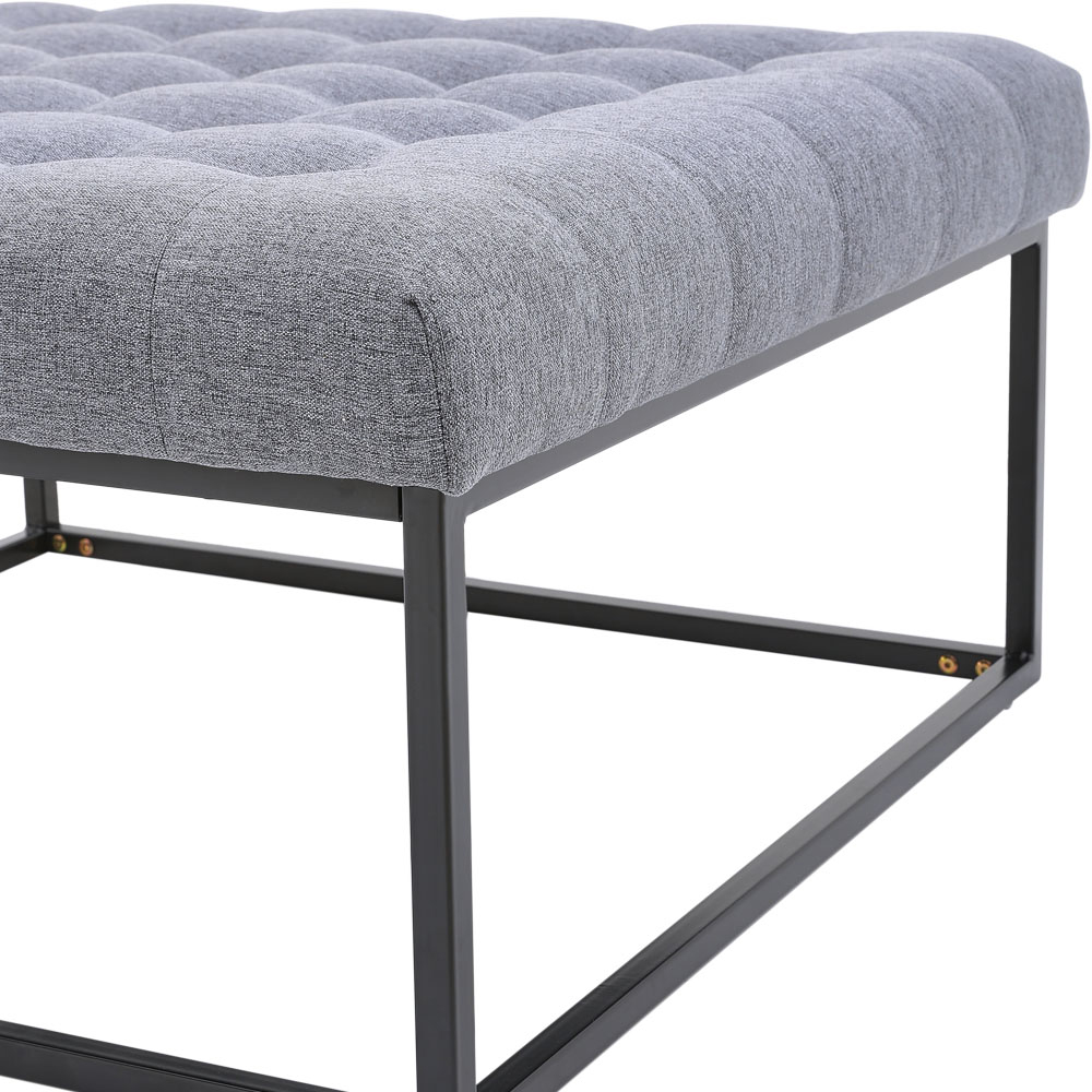 Living and Home Grey Linen Footstool Image 4