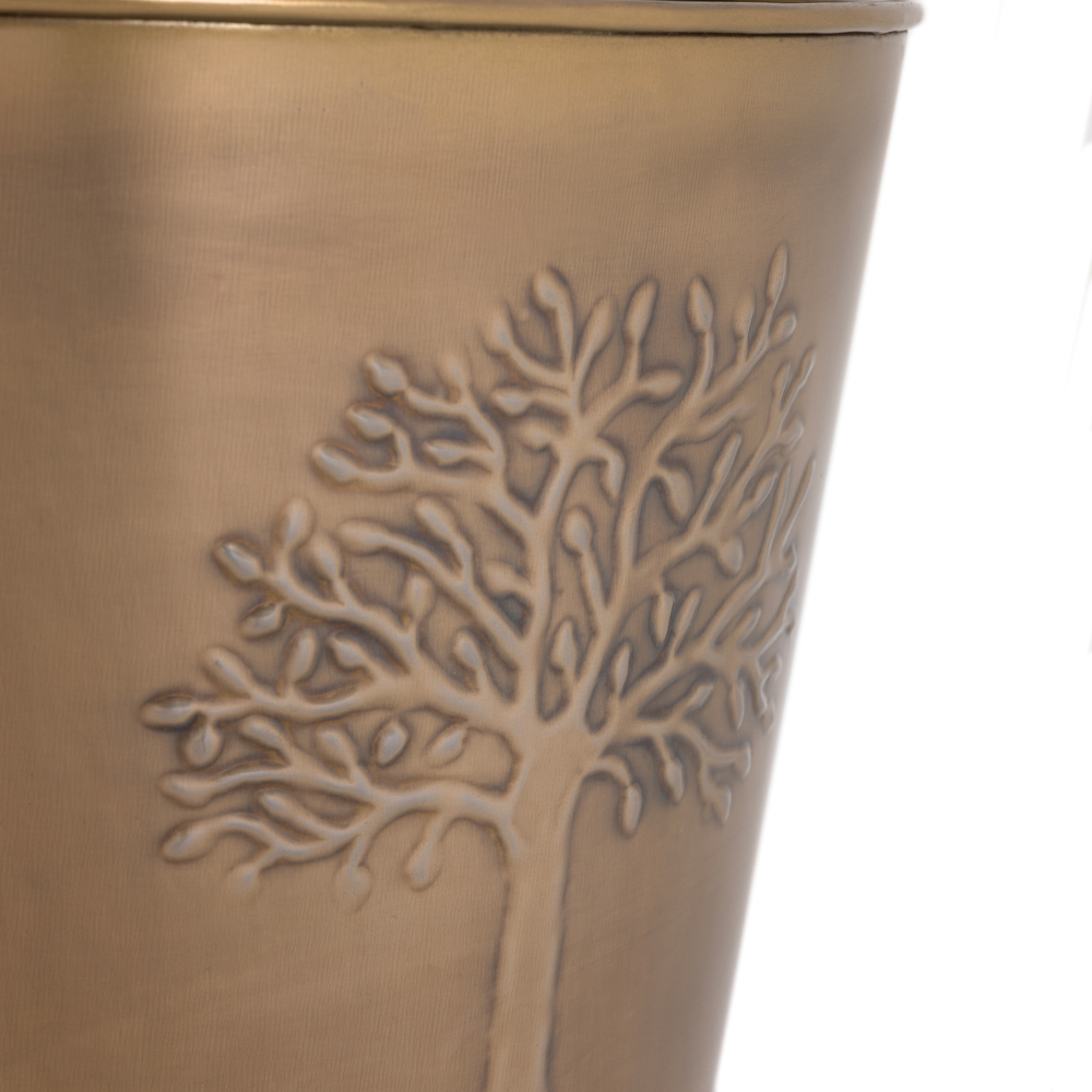 Charles Bentley Snug Mulberry Large Antique Gold Leather Handled Log Bucket Image 5