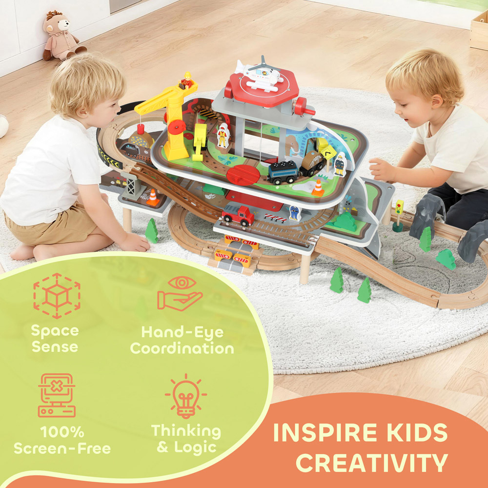 Tommy Toys AIYAPLAY 79 Piece Mine Themed Wooden Toy Train Set Image 4