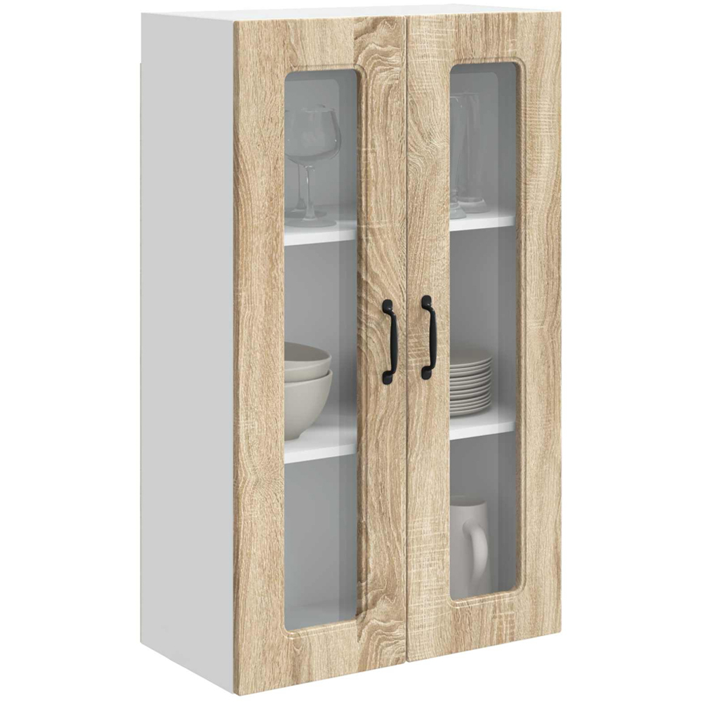 vidaXL 2 Glass Door Sonoma Oak Kitchen Wall Cabinet Image 3