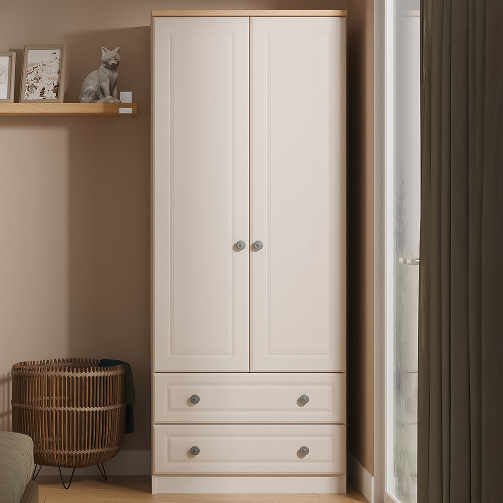Crowndale Norfolk 2 Door 2 Drawer Kashmir Ash and Bardolino Oak Wardrobe Ready Assembled Image 1