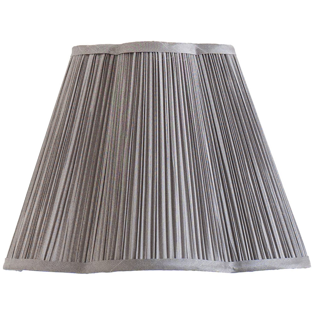ValueLights Loralei Dark Grey Large Pleated Faux Silk Scalloped Easy Fit Lamp Shade Image 1
