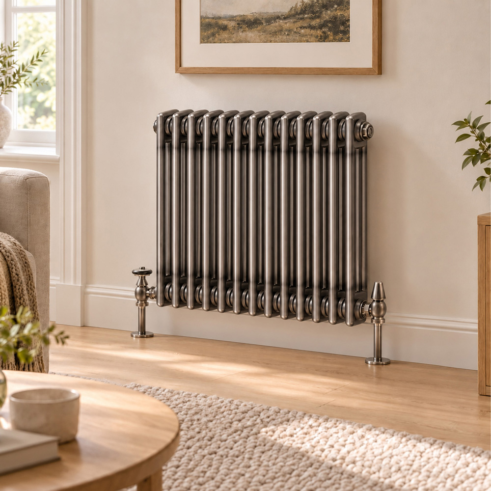 Go Bathrooms Clarence Raw Metal 3 Column Radiator 600 x 605mm Image 2