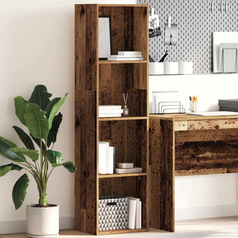 vidaXL 4 Shelf Old Wood Bookcase Image 1