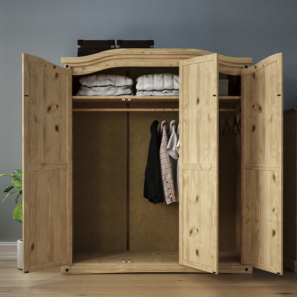 Vida Designs Corona 3 Door Natural Wardrobe Image 5