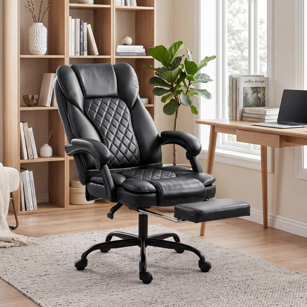 HOMCOM Black High Back Home Office Reclining Chair Image 2
