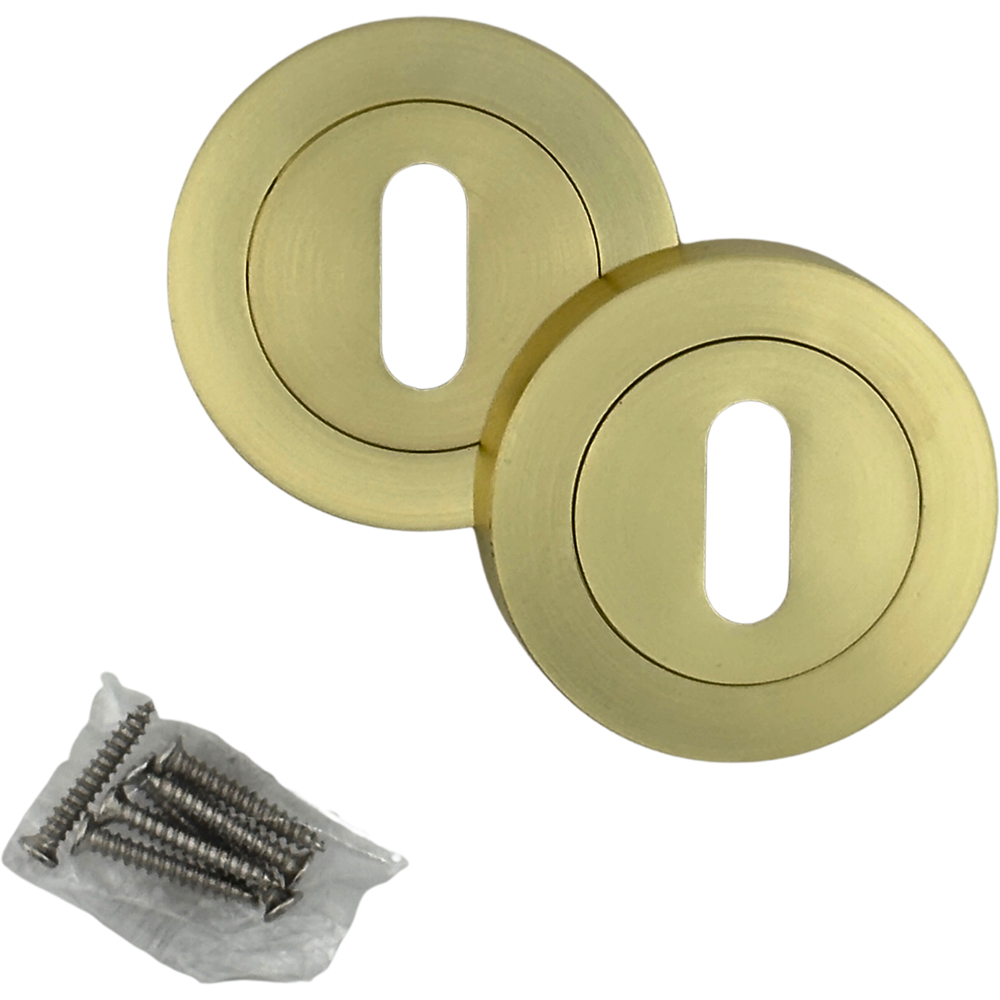 AXS Hardware Satin Brass Standard Key Escutcheons 52mm Image 2