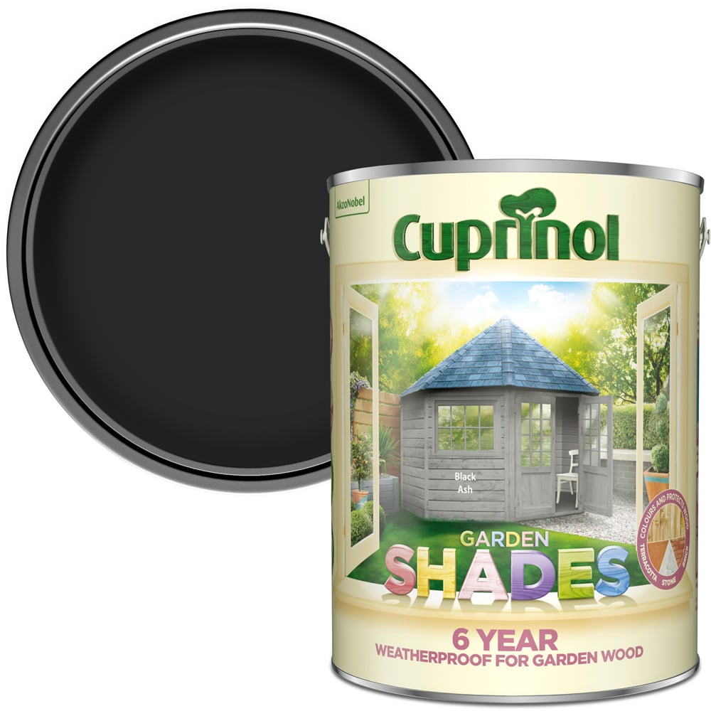 Cuprinol Garden Shades Black Ash Matt Exterior Wood Paint 5L Image 1