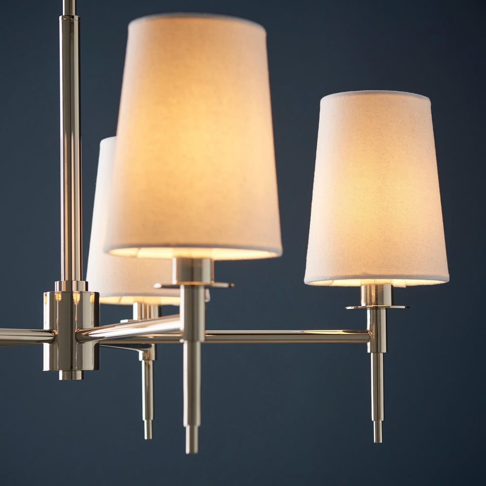 Merano Florence Multi Arm White and Nickle 5 Light Pendant Ceiling Lamp Image 4