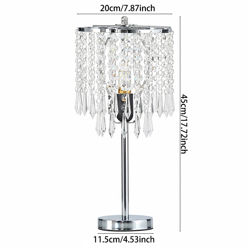 Living and Home E27 Screw Silver Crystal Beaded Shade Table Lamp 45cm Image 8