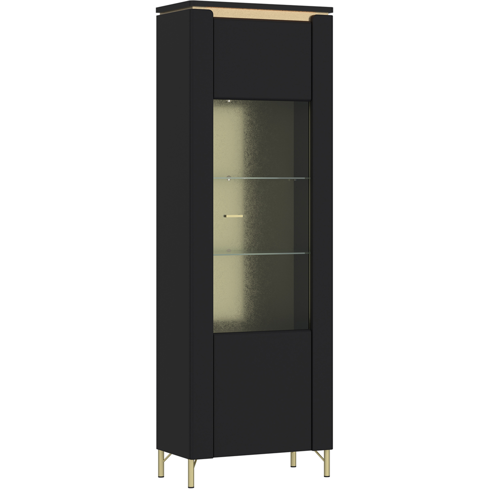 Furniture To Go Genoa Vitrin Single Door Black Cabinet Image 2