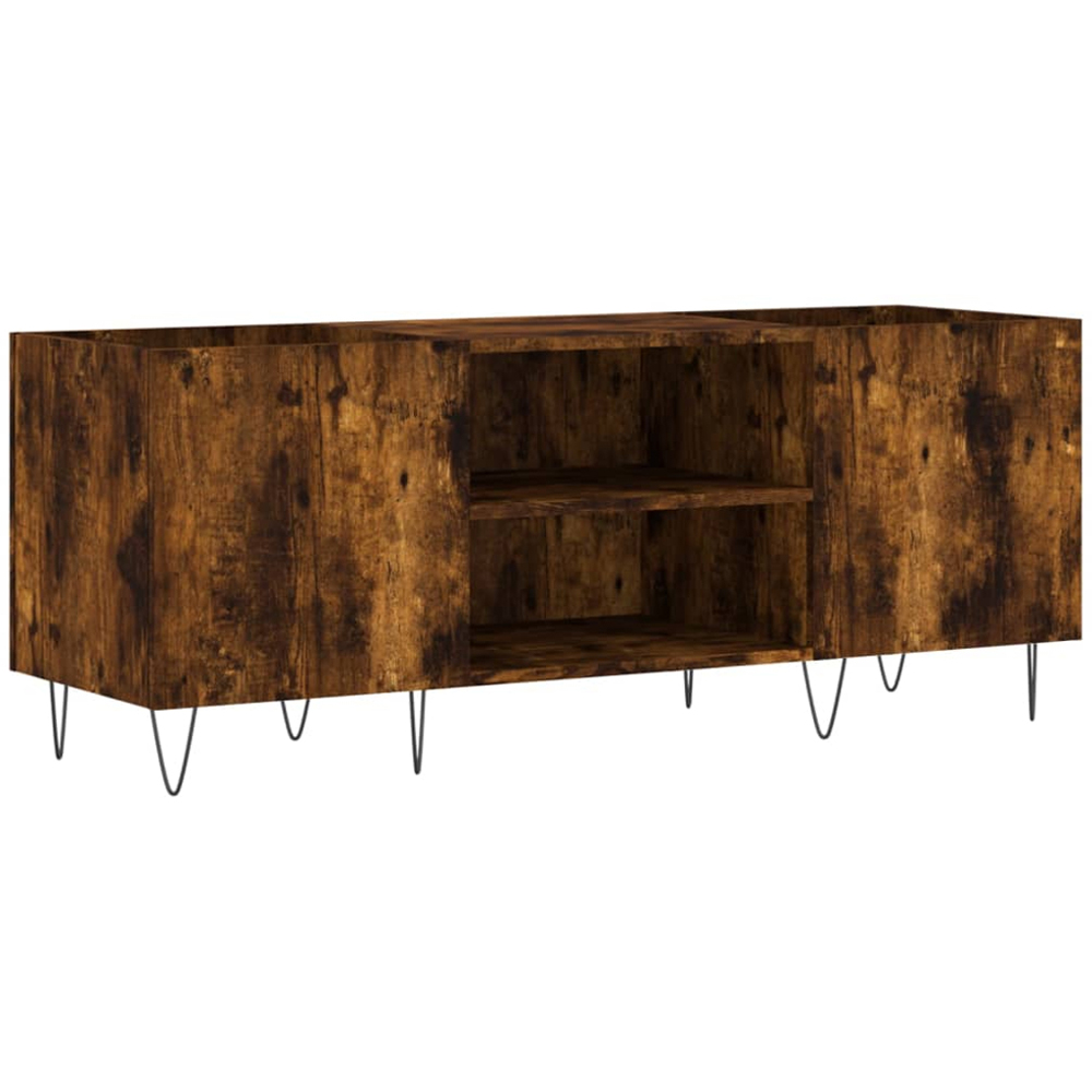 vidaXL 2 Shelf Smoked Oak Record Cabinet Image 2