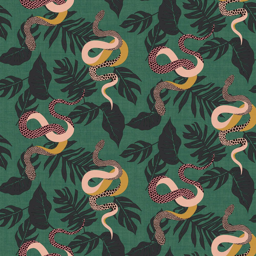 furn. Serpentine Juniper Animal Green Matte Wallpaper Image 1