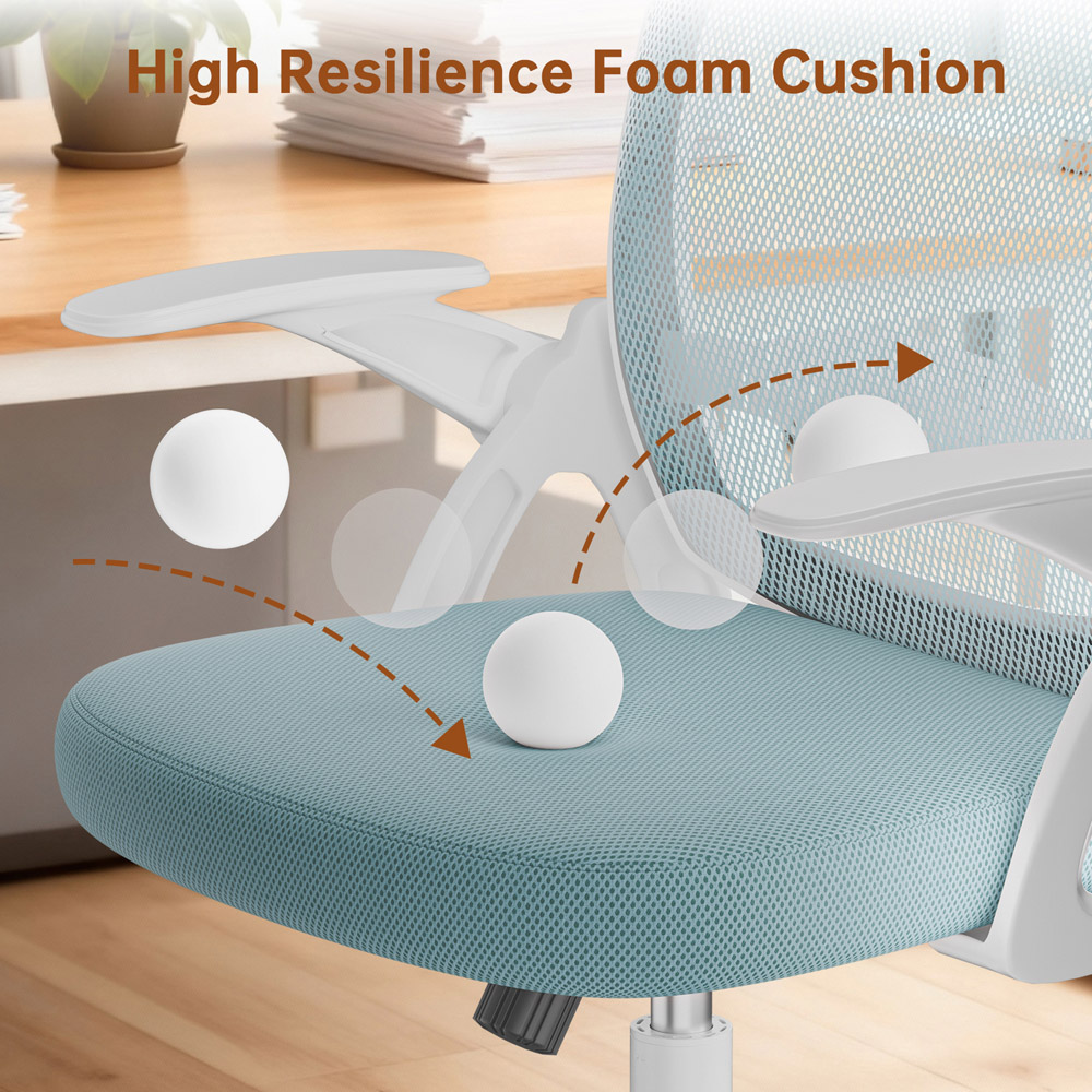 Rattrix Green Mid-Back Mesh Office Chair with Flip-Up Armrests Image 4