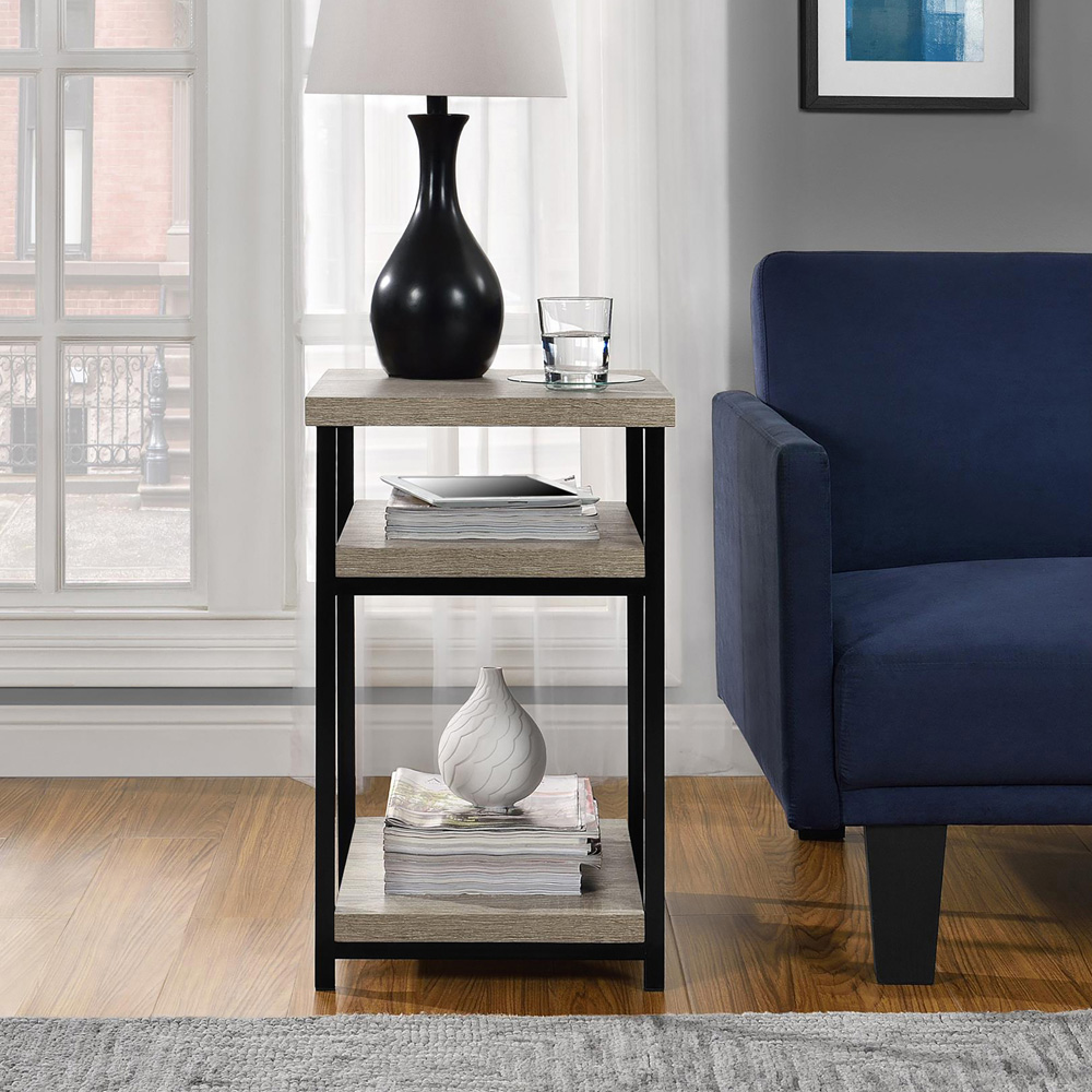 Dorel Elmwood 3 Shelf Weathered Oak End Table Image 6