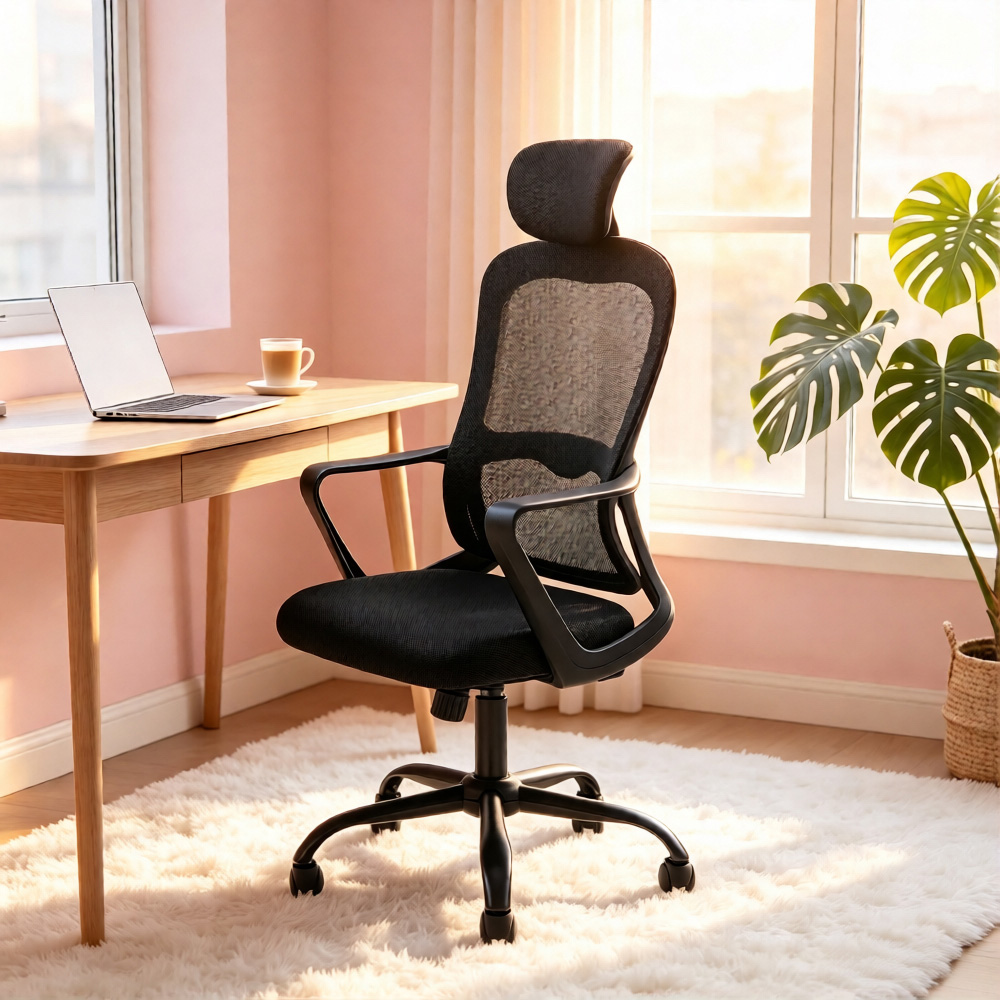 Living and Home Black Mesh Adjustable Office Chair Image 7