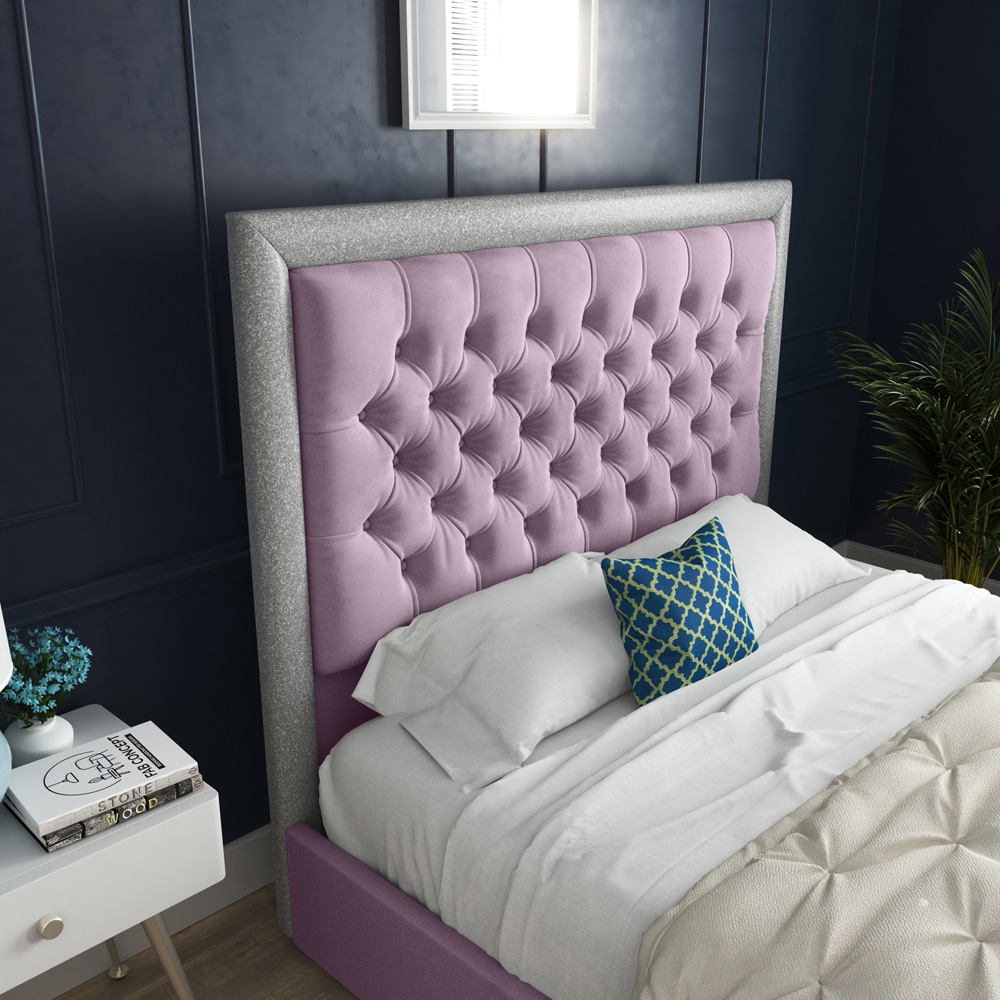 DS Living Cheltenham Double Glitter and Pink Velvet Bed Frame Image 2