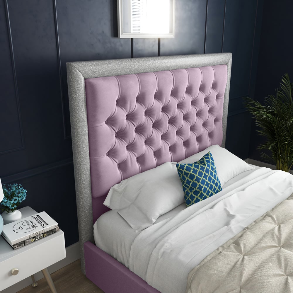 DS Living Cheltenham Small Double Glitter and Pink Velvet Bed Frame Image 2