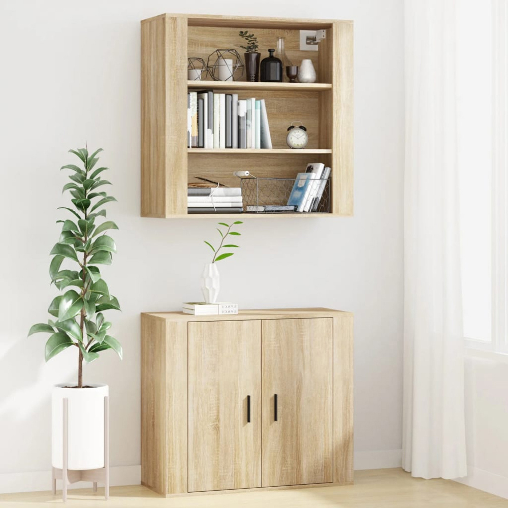 vidaXL 3 Shelf Sonoma Oak Wooden Wall Cabinet Image 7
