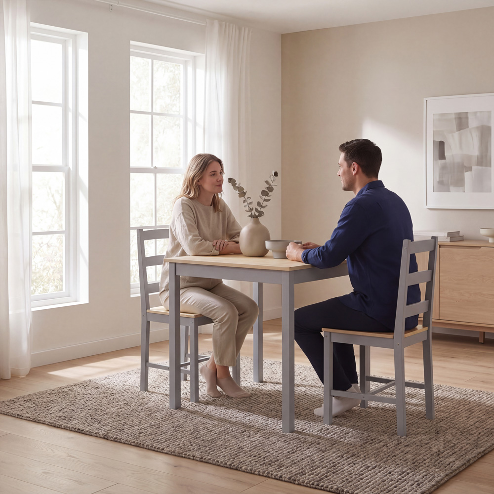 VIDA DESIGNS Yorkshire 2 Seater Dining Set Grey and Pine Image 4
