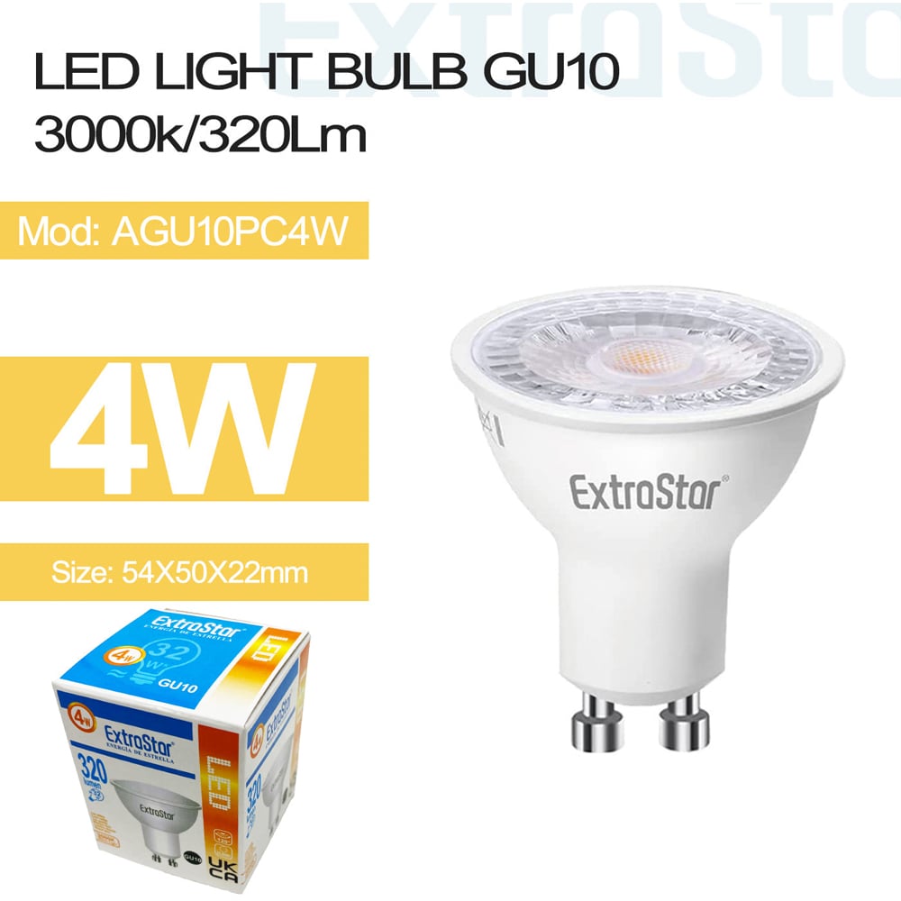 ExtraStar 10 Pack GU10 4W Warm White LED Light Bulb Image 2