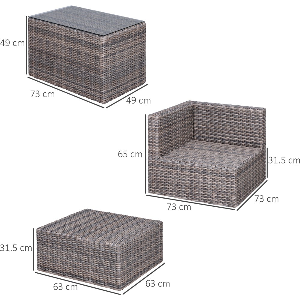 Outsunny 2 Seater Light Grey Rattan Lounge Set with Foot Stool Image 7