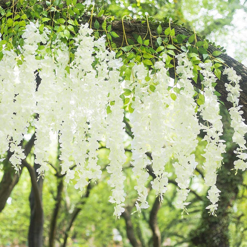 Living and Home White Wisteria Hanging Vines 12 Pack Image 6