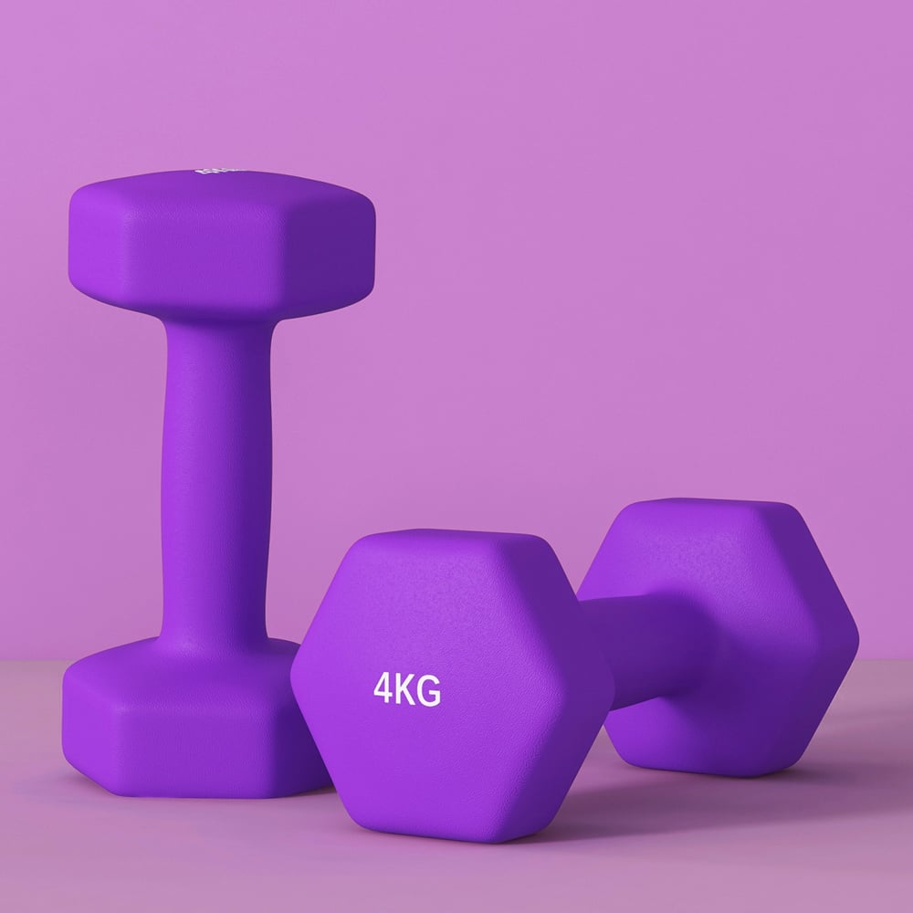 SPORTNOW Purple Hexagonal Non Slip Grip Dumbbell Set 4kg 2 Pack Image 3