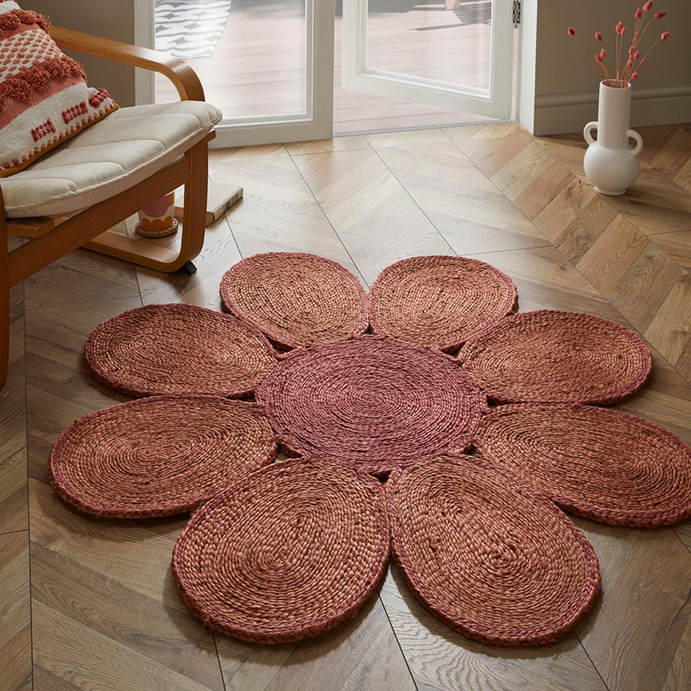 Spinningfields Pink Jute Rug 120 x 120cm Image 4