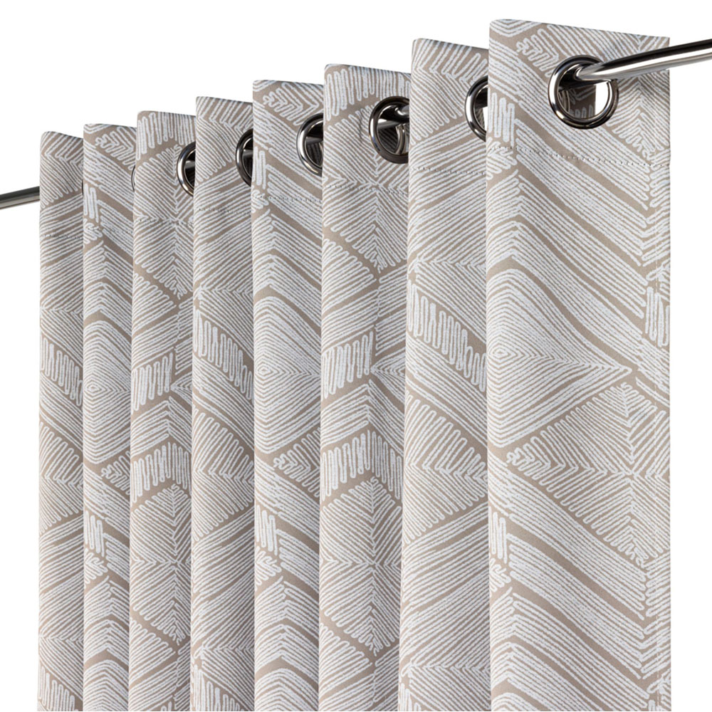 Alan Symonds Cream Geometric Aztec Print Blackout Ring Top Eyelet Curtains 168 x 229cm Image 2