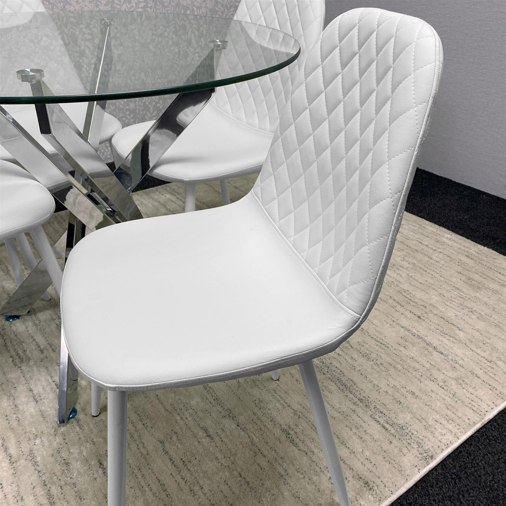 Kosy Koala Maya Gem 4 Seater Round Glass Dining Set White Image 2