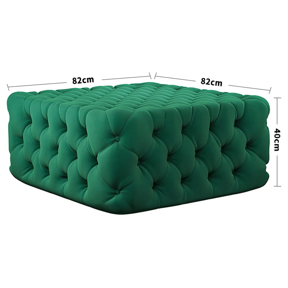 Living and Home Green Velvet Deep Buttoned Footstool Image 7