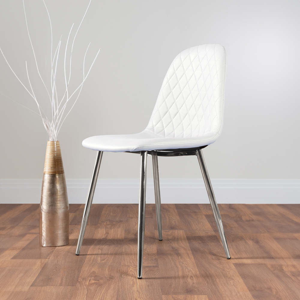 Furniturebox Elissa Solara Marble Effect 2 Seater Round Dining Set White and Chrome Image 3