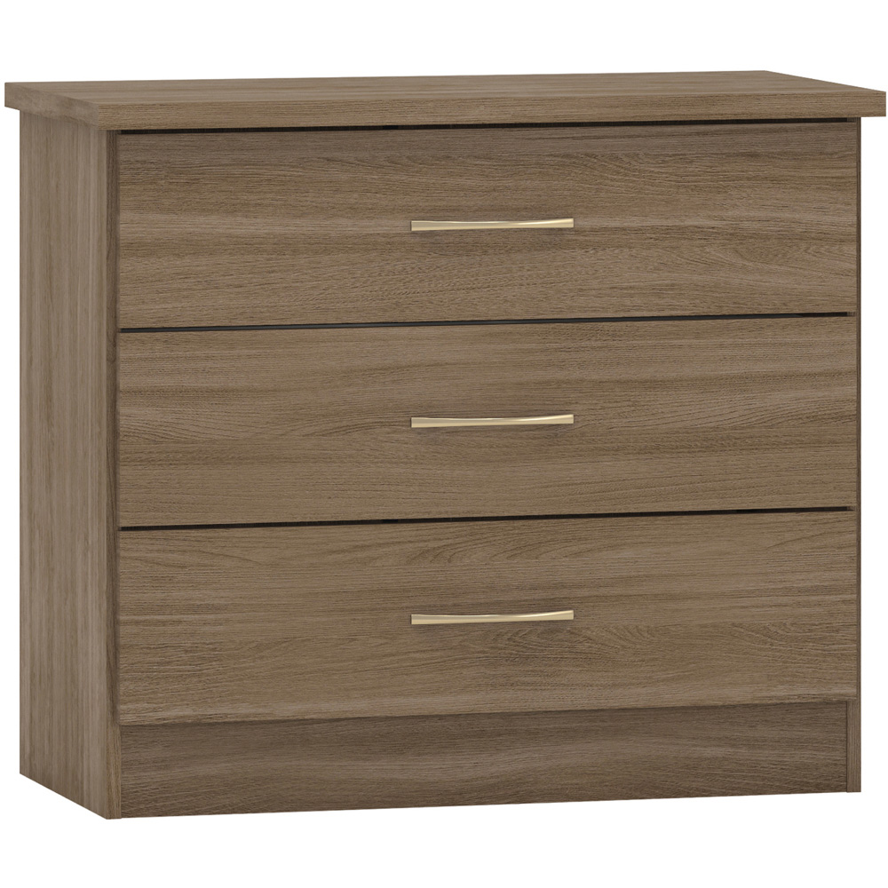 Seconique Nevada 3 Drawer Rustic Oak Chest of Drawers Image 2