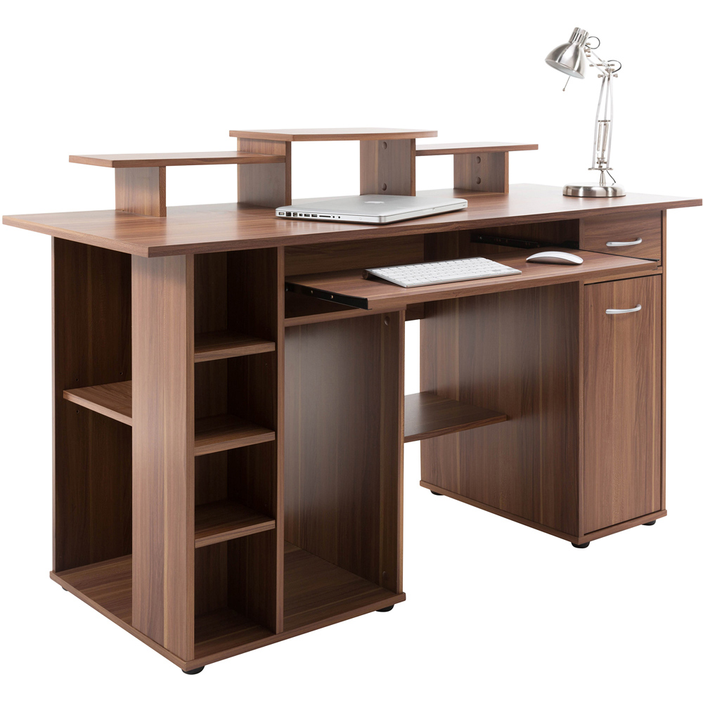 Alphason San Diego Single Door Single Drawer Walnut Office Desk Image 3
