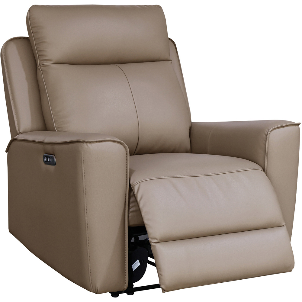 Aspire Elmhurst Mushroom Leather Power Recliner Armchair with USB and USB-C Charging Image 3