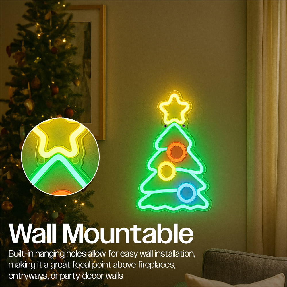 Xmas Haus Neon LED Wall Mountable Christmas Tree 29 x 17cm Image 6