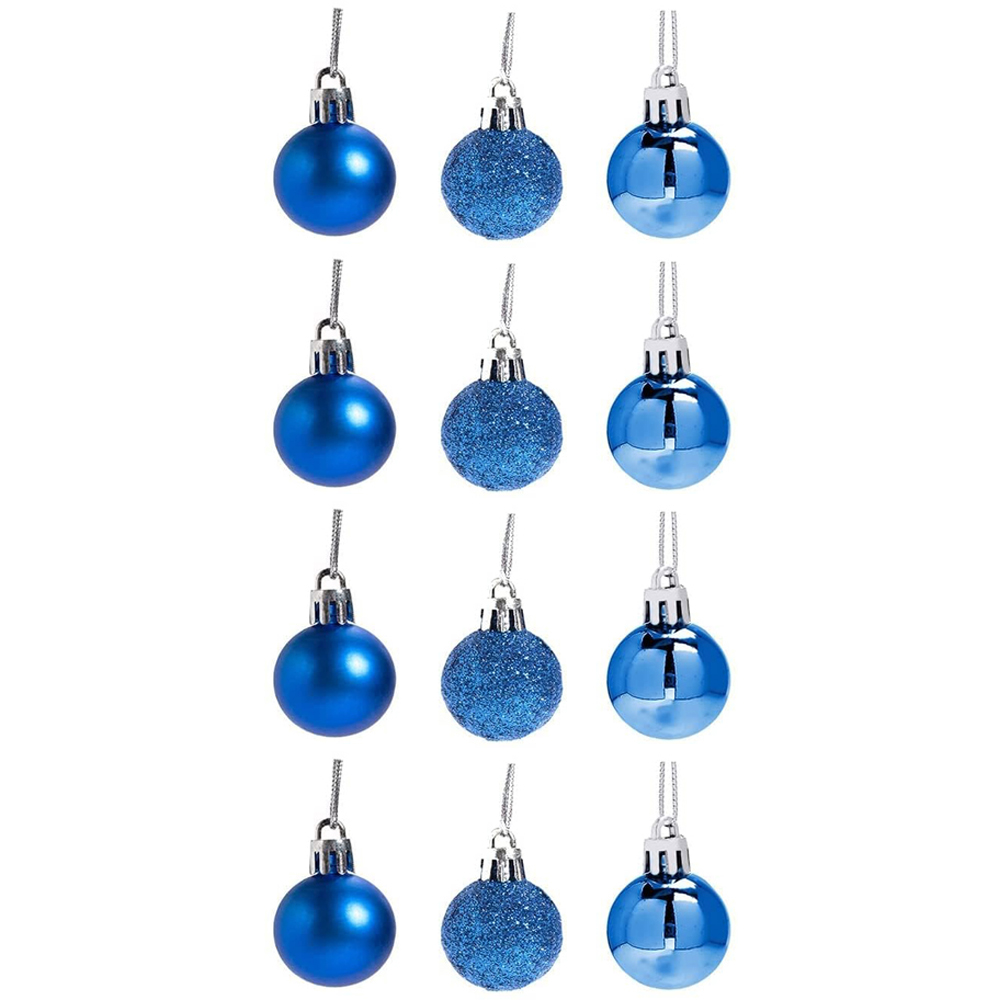 Shatchi 3cm Blue Shatterproof Christmas Bauble 12 Pack Image 1
