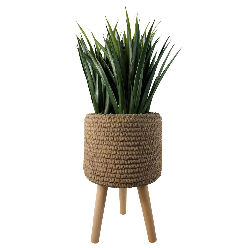Leaf Seagrass Style Composite Planter with Stand Image 3