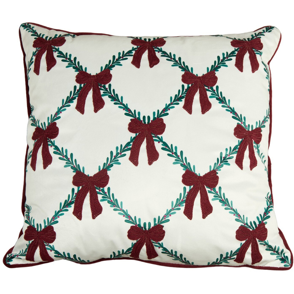 Christmas Bows Velvet Cushion Image 1