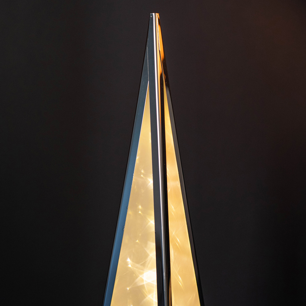 Samuel Alexander Silver Holographic Warm White LED Christmas Pyramid Decoration 60cm Image 3