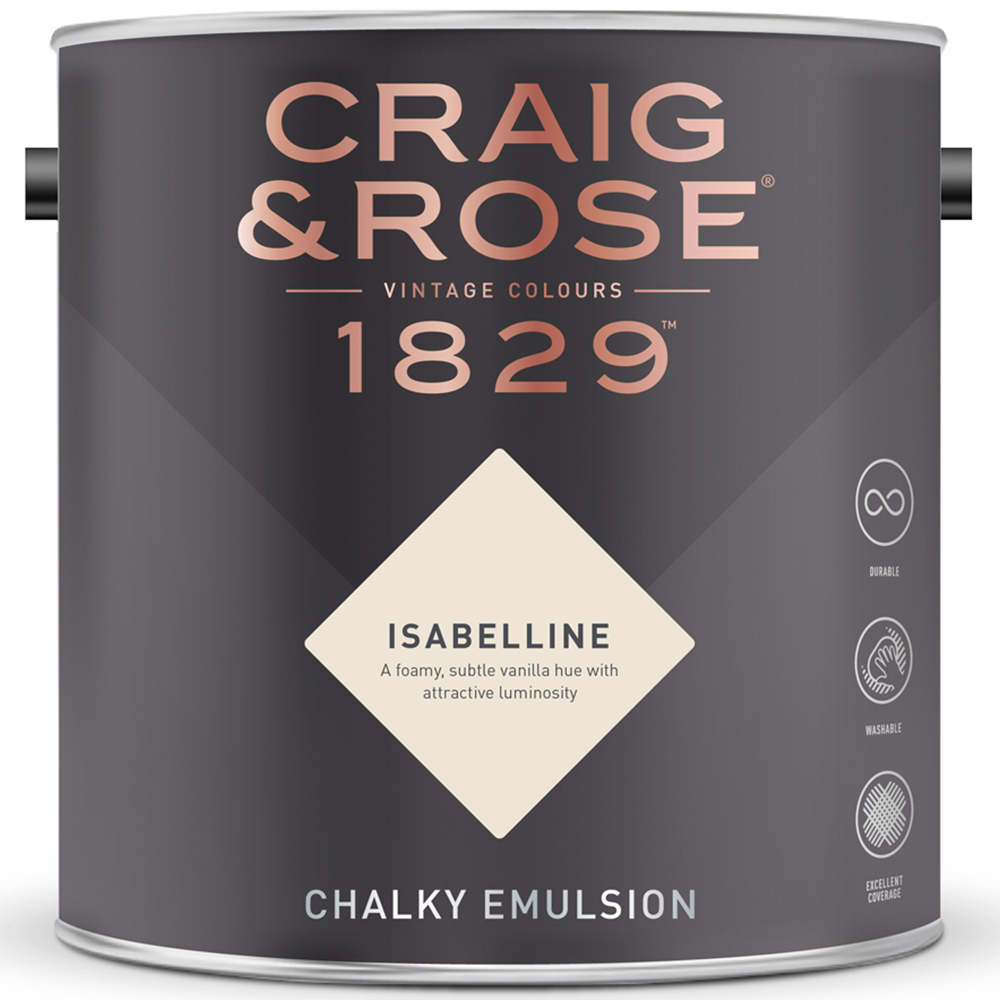 Craig & Rose Walls and Ceilings Isabelline Chalky Emulsion Paint 5L Image 2