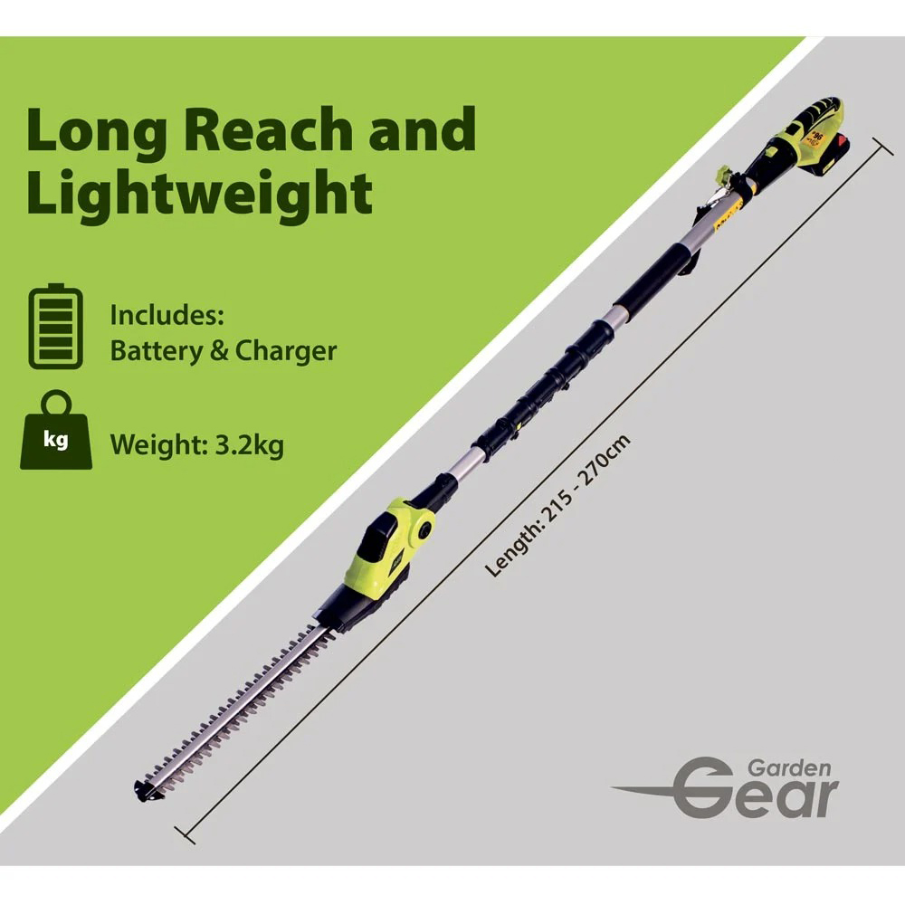 Garden Gear KJ3143 Rotating Handle 270cm Cordless Telescopic Hedge Trimmer 20V Image 9