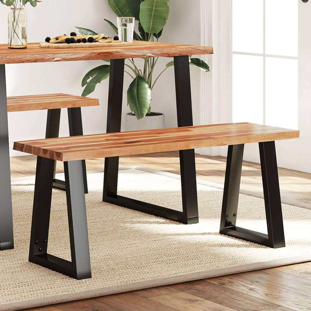 vidaXL 2 Seater Solid Wood Acacia Bench with U-Shaped Legs Image 1