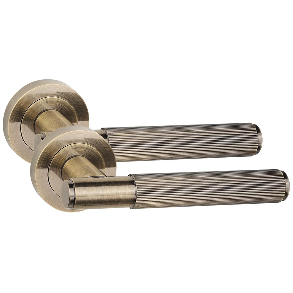 Golden Grace Antique Brass Straight T-Bar Linear Door Handle Set 6 Pack Image 3