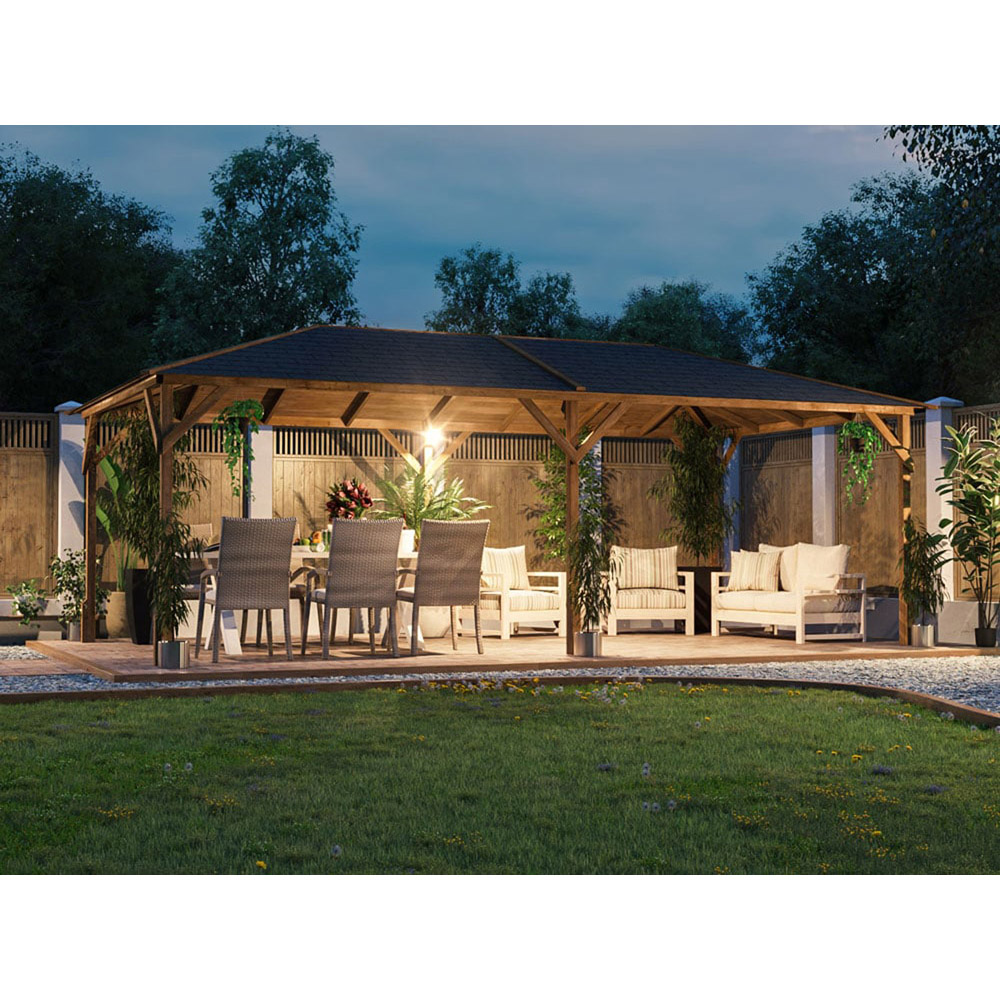 Dunster House Utopia 630 6 x 3m Brown Garden Gazebo with Roof Shingles Image 4