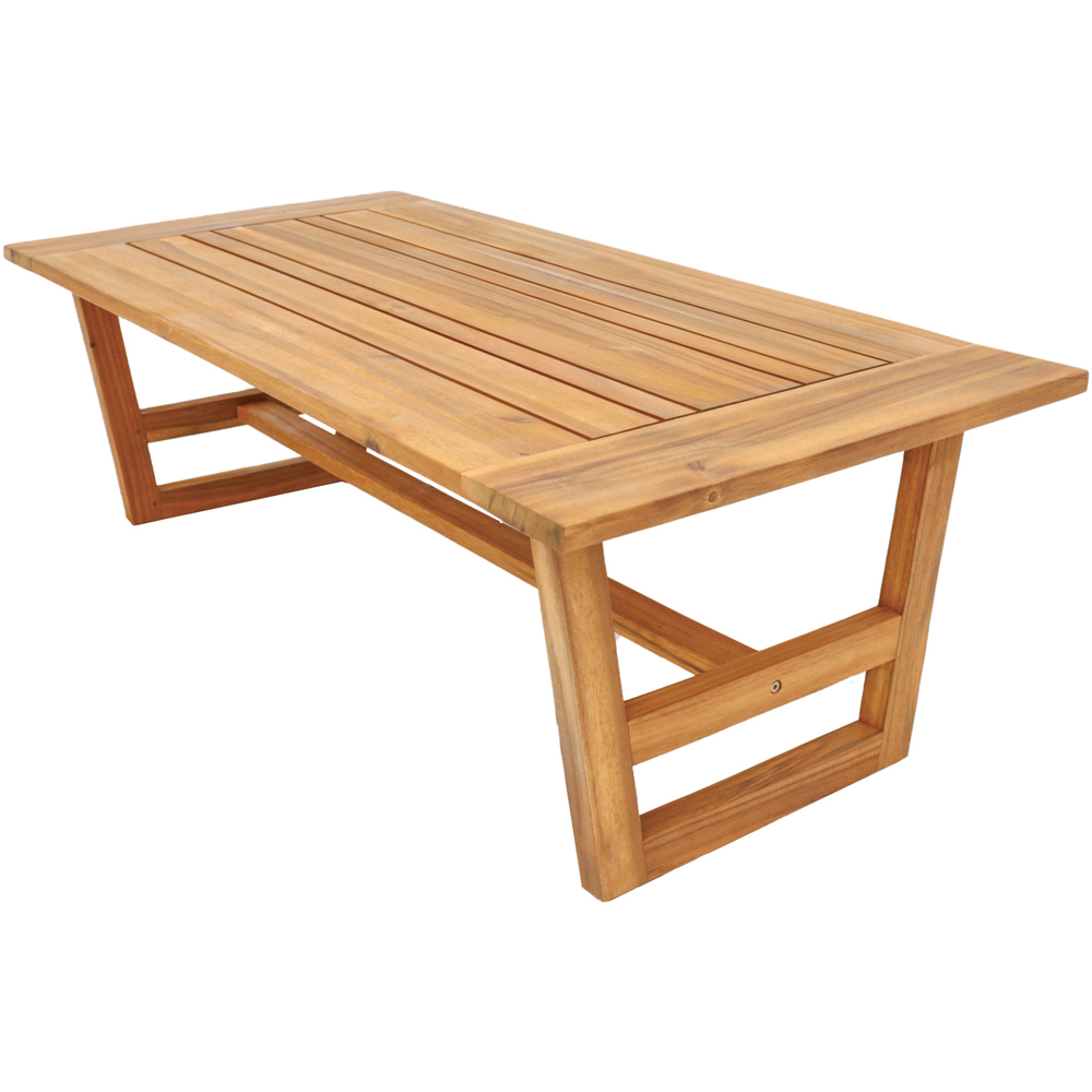 Direct Wicker Teak Finish Straight-Line Design Acacia Wood Outdoor Coffee Table Image 2