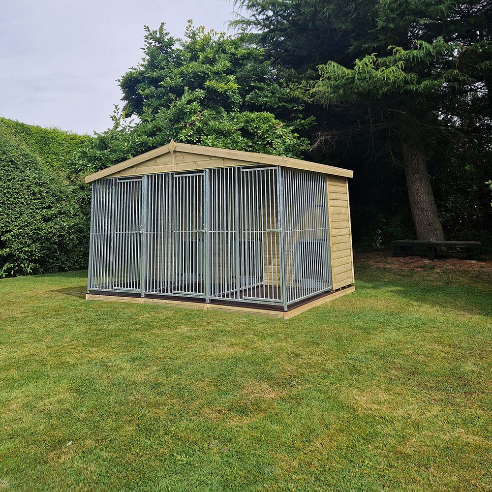 Benchmark Dog Kennel with Apex Roof - Triple 12 x 8ft Premium Wood Range Image 2