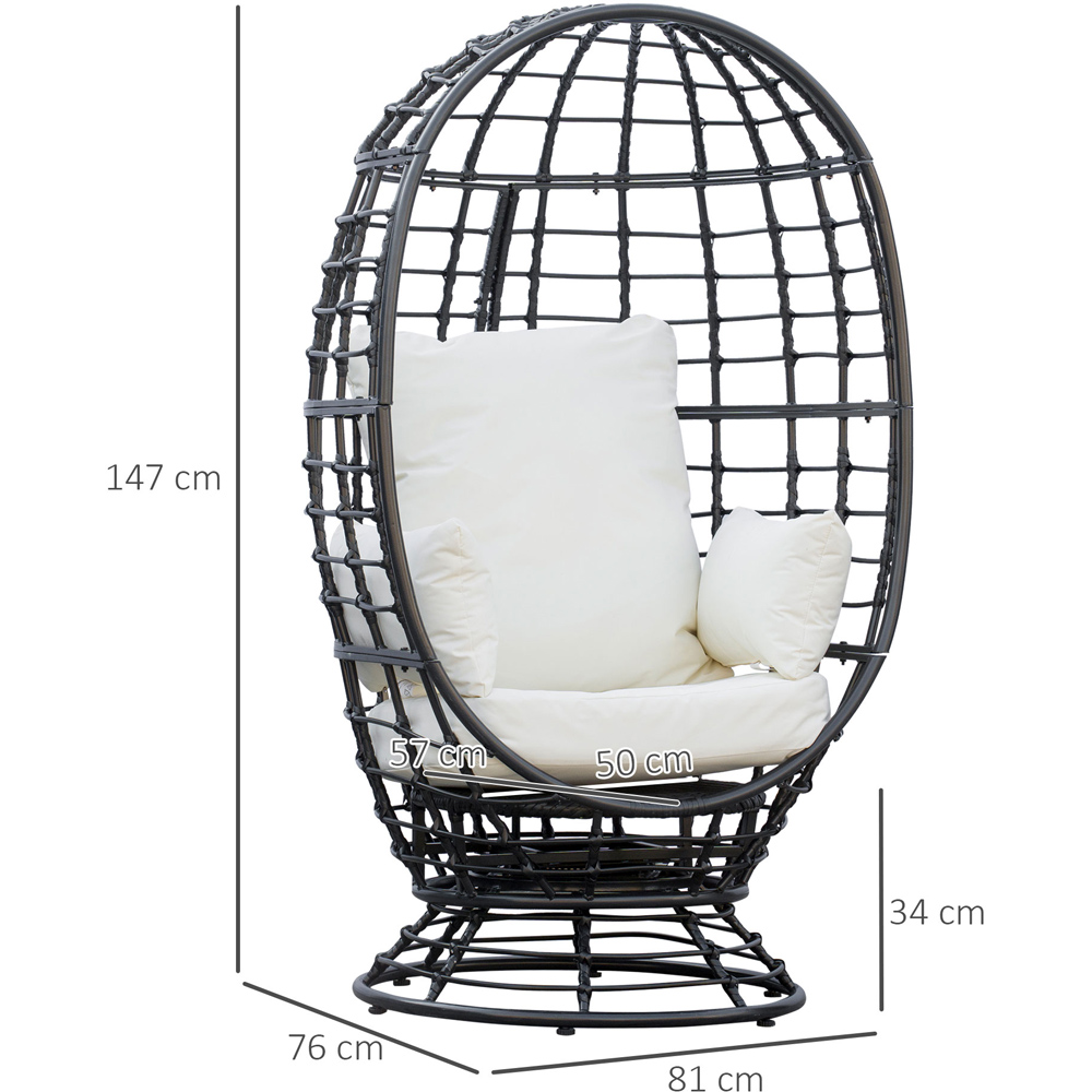 Outsunny Black Rattan Swivel Egg Chair with Cushions Image 8