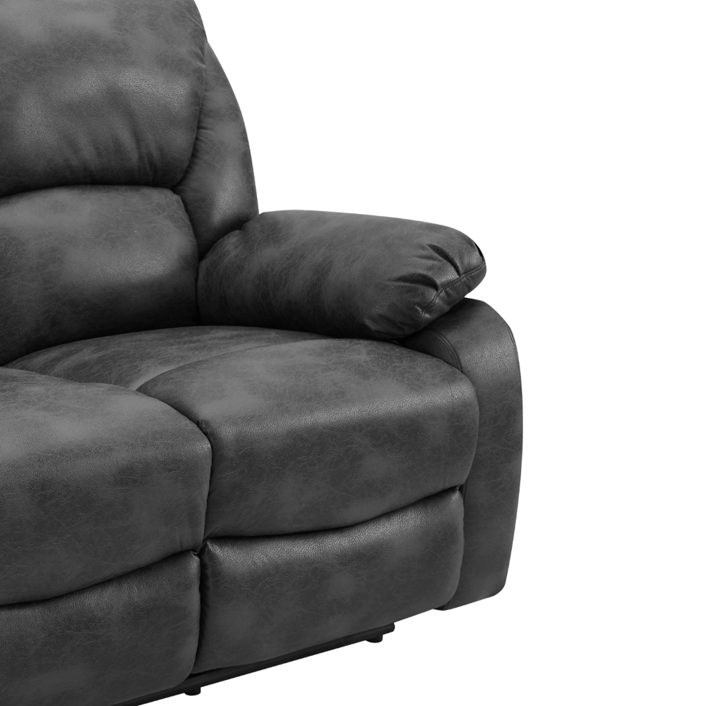 Home Detail Enoch 2 Seater Black Faux Leather Manual Recliner Sofa Image 9